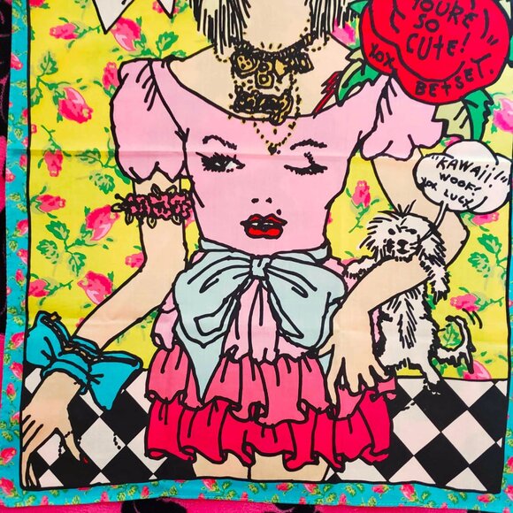 Vintage Betsey Johnson Y2K Rosebud Betsey In Marilyn Wink Dress Pop Art Scarf - Picture 4 of 4